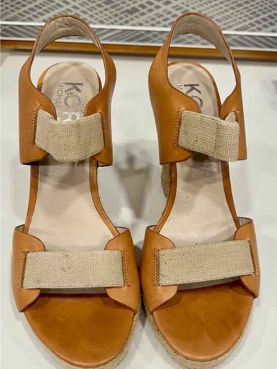 KORS Michael Kors Shoes - KORS MICHAEL KORS Leather Platform Sandal Wedges 9M Women